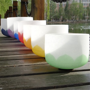 Ensemble de <span class=keywords><strong>7</strong></span> bols chantants Chakra <span class=keywords><strong>Lotus</strong></span> 6 "-12" Note CDEFGAB en cristal de Quartz givré 432Hz avec étui gratuit - Product Image 2