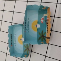 Plateaux en carton pliables en forme de bateau pour glaces, imprimés offset, avec logo personnalisé, conformes aux normes alimentaires