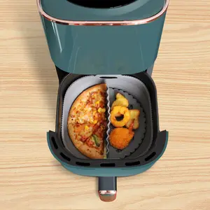 AirFryer Silikon Panci Penggorengan Udara Oven Nampan Kue Goreng Pizza Ayam Keranjang Tikar Persegi Putaran Grill Pan Aksesoris