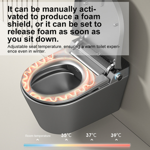 WC intelligent mural avec chasse d'eau puissante, siège chauffant, commande vocale, système de bidet multifonction pour salles de bain modernes M-002 M- - Product Image 4