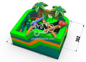 บ้านลมเป่าลม 5 in 1 ลายพิมพ์ Jungle Combo สำหรับกระโดดเล่น ทนทาน ปลอดสารพิษ ผลิตจาก PVC เหมาะสำหรับความสนุกสนานในสวนหลังบ้านสำหรับครอบครัว - Product Image 2
