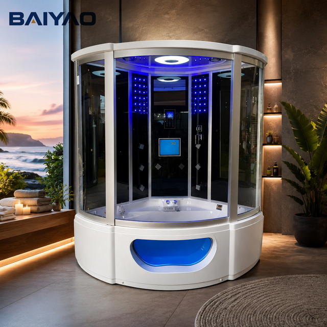 Luxury Smart Steam Shower Cabin Yacuzzi Spa Home Wet Sauna Room With LED Lights & Touch Control for 1-2 Person