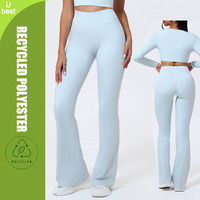 Celana Yoga Wanita Ramah Lingkungan Pinggang Tinggi Model Flare, Legging Yoga Penyangga Bokong, Celana Olahraga Kasual