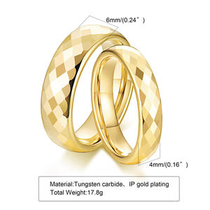 Cincin Janji Pernikahan Tungsten Perak & Emas Bersegi dengan Finishing Poles Tinggi untuk Pria & Wanita untuk Pertunangan & Pesta - Product Image 2