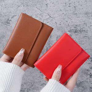 Factory Price Women's <b>Wallet</b> Card Holder Short Slim PU Leather Handmade Multifunction Fashion Simple Tri-Fold Purse for Gifts - Product Image 2