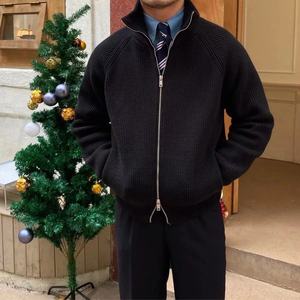 Suéter informal de medio <span class=keywords><strong>cuello</strong></span> <span class=keywords><strong>alto</strong></span> para <span class=keywords><strong>hombre</strong></span>, chaqueta para Otoño Invierno, cárdigan con cremallera y <span class=keywords><strong>cuello</strong></span> levantado, prendas de vestir exteriores tejidas a la moda - Product Image 1