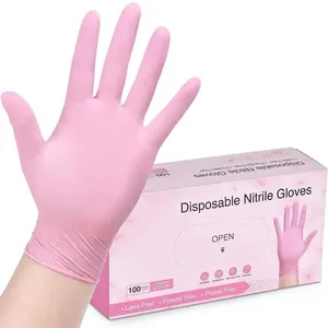 Gants jetables en nitrile rose pour le nettoyage domestique, le travail en cuisine, le jardinage, la vaisselle, sans latex, pour les salons de manucure, les salons de tatouage - Product Image 1