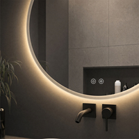 Espejo de Baño Inteligente LED Retroiluminado, Táctil, Antivaho, Marco Negro, Clasificación IP65, Garantía de 3 Años, para Villas, Gimnasios y Apartamentos