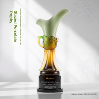 Trophée artisanal en céramique émaillée Liuli, culture traditionnelle chinoise personnalisée, ornement commémoratif pour anniversaire d'entreprise