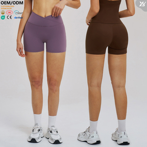 XW-EDK5544 Nuovi Pantaloncini <span class=keywords><strong>Sportivi</strong></span> da <span class=keywords><strong>Donna</strong></span> con Vita Incrociata, Asciugatura Rapida, Traspiranti, Effetto Push-Up, Vita Alta, per Yoga e Corsa - Product Image 3