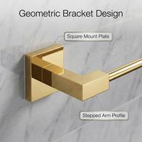 Porte-serviettes mural simple en cuivre doré poli moderne, support pour serviettes de toilette, accessoires de salle de bain, base carrée, barre ronde, minimaliste