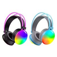 Auriculares Inalámbricos y con Cable de Modo Dual RGB LED para Deportes Electrónicos, Auriculares Over-ear con Luz LED de Arcoíris