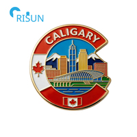Cadeaux Souvenirs Personnalisés Canada Drapeau Canadien Calgary Aimant de Réfrigérateur Épinglette Broche Personnalisée Calgary Épinglette en Émail