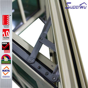 Superwu AAMA/NFRC/NAMI Ventana de toldo vertical de aluminio Miami a prueba de huracanes <span class=keywords><strong>Ventanas</strong></span> abatibles de vidrio de aluminio con celosía de vidrio - Product Image 4
