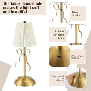 Lampe de table créative à abat-jour plissé de luxe, rechargeable, en forme d'<span class=keywords><strong>arc</strong></span>, en tissu, 3 couleurs, à intensité variable, pour une ambiance de Noël - Product Image 2