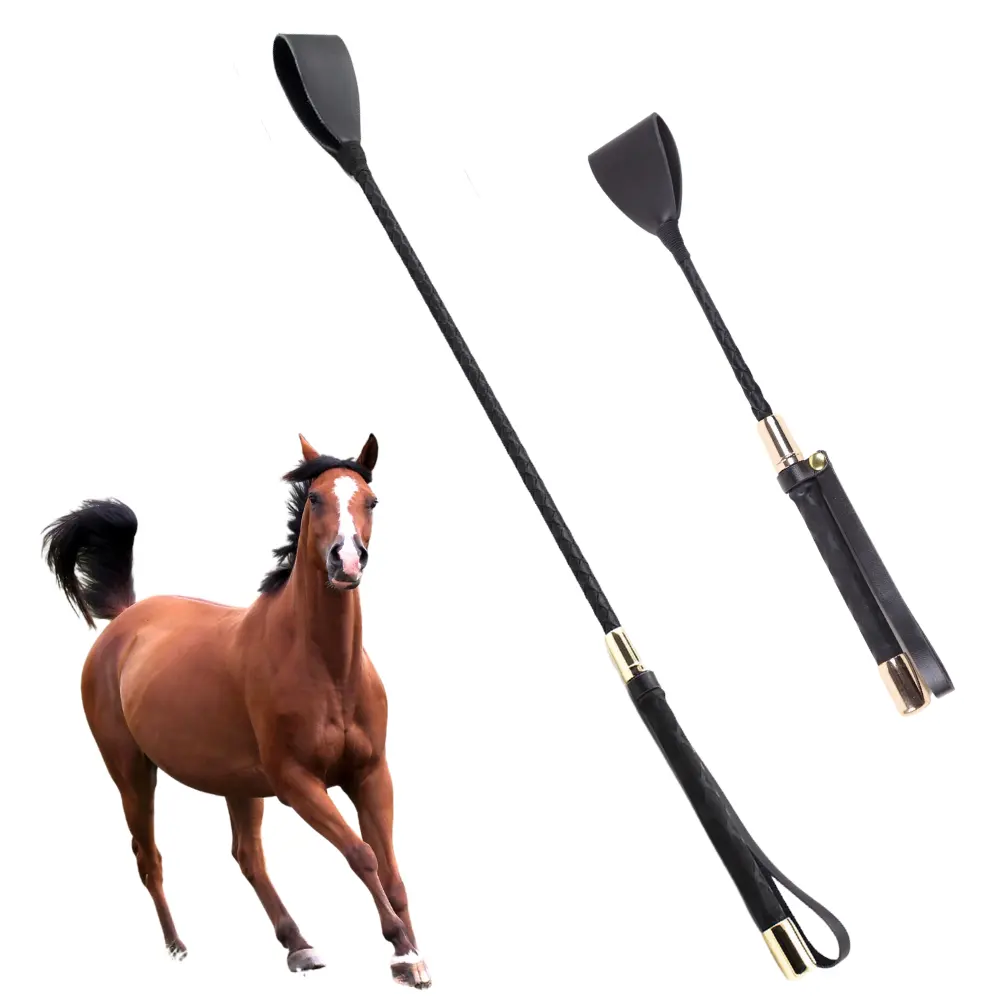 Premium Horse Training Whip Leather Horse Riding Crop Whip with Anti-Slip Grip