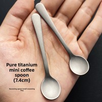 Cuillère à café/dessert miniature en titane pur plaqué argent, 7,4 cm, finition miroir, passe au lave-vaisselle, durable, design moderne minimaliste
