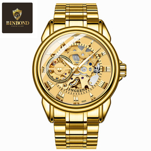 FNGEEN Automatic Mechanical Watch Gold Mesh Strap Hollow Out Design Men Women 30M Waterproof Stainless Steel Case - Product Image 5
