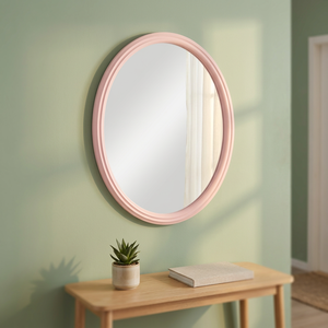 Villa <b>Light</b> Pink Oval Minimalist Adjustable Decorative Wall <b>Mirror</b> for Bedroom Bathroom - Product Image 2