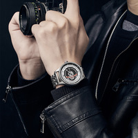 Montre mécanique automatique de luxe pour homme, cadran unique avec roue visible, affichage de la date, bracelet en acier inoxydable, montre de sport étanche