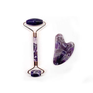 Rodillo Facial de Cuarzo Rosa, Cristal de Jade, para Masaje Facial, Set de Gua Sha, Rodillo de Jade para la Cara - Product Image 3