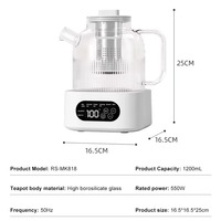 Bouilloire électrique transparente intelligente de 1,2 L, 220 V, contrôle numérique, arrêt automatique, design théière, pour usage domestique