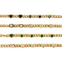 Bracelet en zircon en forme de cœur, chaîne en acier inoxydable plaqué or, bijoux pour femmes, anniversaire