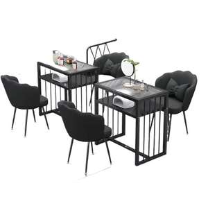 Mesa de Manicura Moderna con Superficie de Vidrio Esmerilado, Marco Metálico, Diseño Minimalista, Estación de Manicura para Salón o Uso Doméstico - Product Image 5