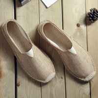 Espadrilles basses rétro classiques Mocassins en toile de chanvre respirants à la mode polyvalents absorbant la sueur pour l'automne non lavables