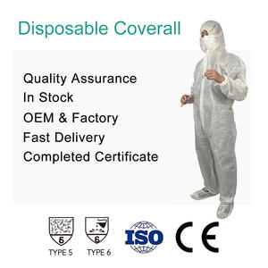 Microporous tahan air Impervious sekali pakai pelindung kimia antistatik Coverall Hazmat sekali pakai setelan putih - Product Image 2