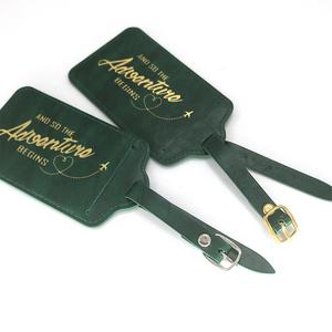 Étiquettes de bagages de voyage <span class=keywords><strong>en</strong></span> cuir PU, <span class=keywords><strong>en</strong></span> feuille d'or, de luxe, personnalisés, brillantes, Design <span class=keywords><strong>avion</strong></span>, Logo, vert, Jade, 50 pièces - Product Image 5