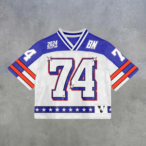 T-shirt décontracté surdimensionné pour homme, streetwear, respirant, grande taille, séchage rapide, 100% polyester, broderie en maille 3D, jersey - Product Image 2