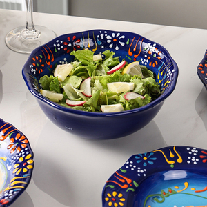 Gaya Bohemian Set Piring Makan Malam, Seperangkat Peralatan Makan Malam Tabung, Sumpit, Piring Makan Lukisan Tangan Porselen Pola Mengkilap - Product Image 5