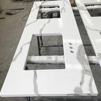 Laminasi buatan Calacatta Quartz batu meja dapur