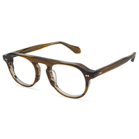 Monture de lunettes à la mode circulaire à noyau de cuivre en dentelle Lunettes optiques pour hommes en acétate pour femmes