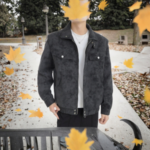 Veste streetwear homme personnalisée en denim vintage délavé, coupe régulière, col rabattable, coupe-vent en polyester/coton, à bouton unique, pour l'automne - Product Image 3