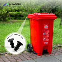 Charnières de couvercle de poubelle à roulettes en plastique PP noir 43x33x18mm pour poubelles municipales de 120L/240L pour l'assainissement et le nettoyage