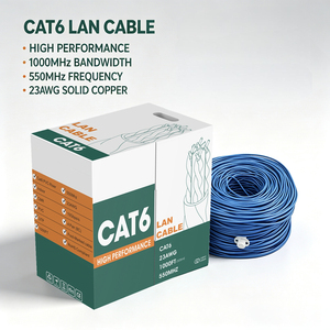 สายเคเบิลเครือข่ายกิกะบิตอีเธอร์เน็ต CAT6 CCA 4 คู่ ระดับวิศวกรรมสำหรับใช้งานภายในอาคาร สำหรับอุปกรณ์เครือข่ายที่ใช้พลังงาน POE สายเคเบิล UTP LAN - Product Image 1