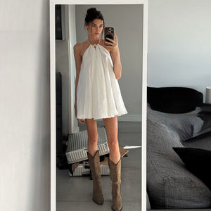 Vestido Mini Halter con Espalda Descubierta para Mujer, Vestido Fluido con Corte en A para Playa y Vacaciones - Product Image 2