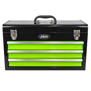 Cassetta degli attrezzi in metallo impermeabile di dimensioni personalizzate con tre cassetti anteriori e scomparto superiore per lo stoccaggio dell'officina del Garage - Product Image 1