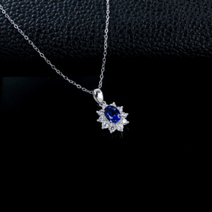 S925 Silver Lab-Grown Sapphire <b>Necklace</b> - Product Image 3
