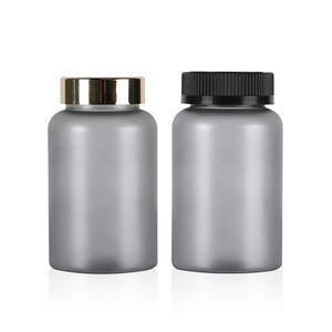 Fabricante Premium Botella de plástico PET 200ml Gris Transparente Proceso de glaseado Superficie mate 40mm Cuello Botella de vitamina - Product Image 4