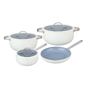 High Quality Ceramic Coated <b>Pot</b> Pan Silicone Glass Lids Stainless Steel Handle Non Stick 7 Piece Aluminium Cookware <b>Set</b> - Product Image 1