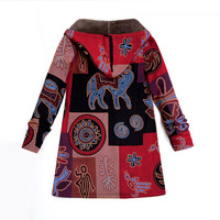 Manteaux à capuche tribaux vintage pour femmes, chauds, en polaire, épais, grande taille, pour l'automne et l'hiver