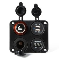 Encendedor de Cigarrillos Universal 4 en 1 + Voltímetro + Panel de Cargador con Doble Puerto USB LED para Autos y Motocicletas de 12V