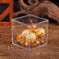 Boîte à bonbons en plastique transparente carrée avec logo personnalisé Boîte de rangement pour paquet cadeau Boîte à bonbons en plastique pour cadeaux de fête de mariage
