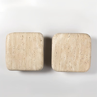 Poignée de porte carrée en travertin biologique moderne, quincaillerie en pierre calcaire beige naturel pour portes en verre et en bois de café et de boutique