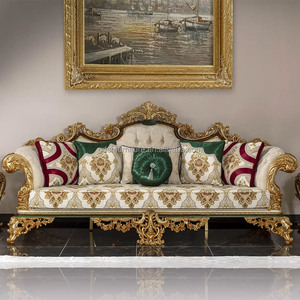 Aristokratische <span class=keywords><strong>Couch</strong></span> mit Goldblattverzierung - Maßgefertigte Palastcouch mit vergoldeten Details - Premium Luxus <span class=keywords><strong>Barock</strong></span>-Sofa für Villen - Product Image 3