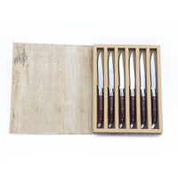 Couteau à Steak Laguiole de haute qualité avec manche en bois Pakka en boîte 6 pièces