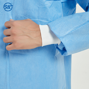 Blouse chirurgicale d'isolement jetable non stérile renforcée en SMS non tissé, niveau AAMI <span class=keywords><strong>3</strong></span>, avec poignets en coton - Product Image 5